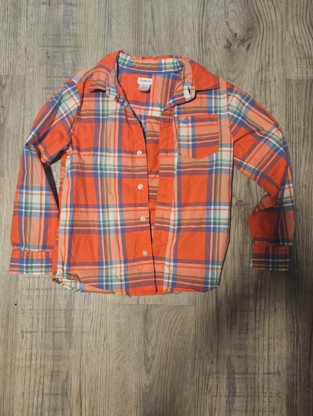 Carter's Orange and Blue Plaid Button-Down Shirt